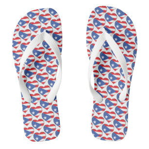 Puerto Rico Flag Colours Hearts Pattern Patriotic Flip Flops