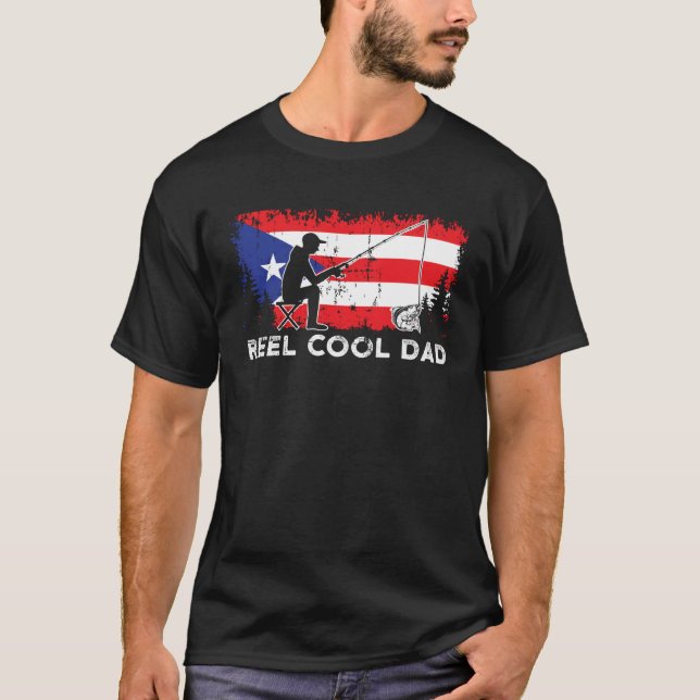 Puerto Rico Flag Cool Dad Fishing Fisherman Father T-Shirt (Front)