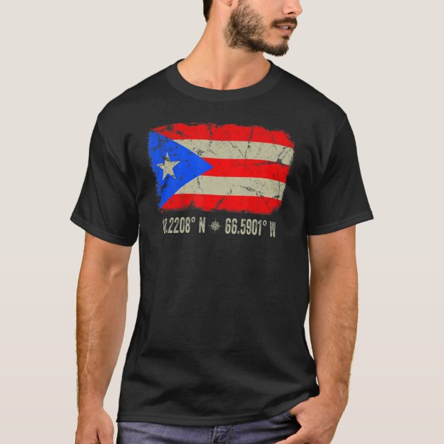 Puerto Rico Flag Coordinates Men Women Puerto Rica T-Shirt (Front)