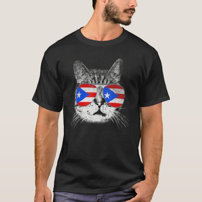 Puerto Rico Flag Country Roots Cat  Pride  Family T-Shirt (Front)