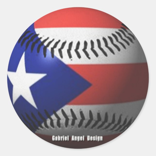 Puerto Rico Flag Covering a Baseball Classic Round Sticker (Front)
