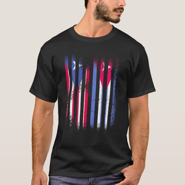 Puerto Rico Flag Cuba Grown Country Flags Stripes T-Shirt (Front)