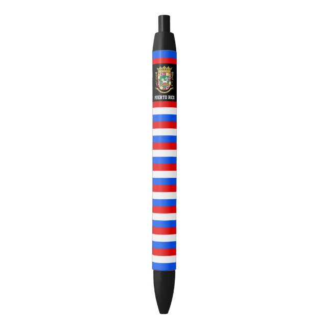 Puerto Rico Flag Cute Patriotic Black Ink Pen (Front Vertical)