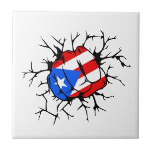 Puerto Rico Flag Fist Cool Ceramic Tile