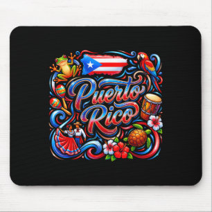 Puerto rico flag floral frog boricua hispanic mouse mat