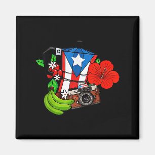 Puerto Rico Flag Floral Frog Boricua Women Hispani Magnet