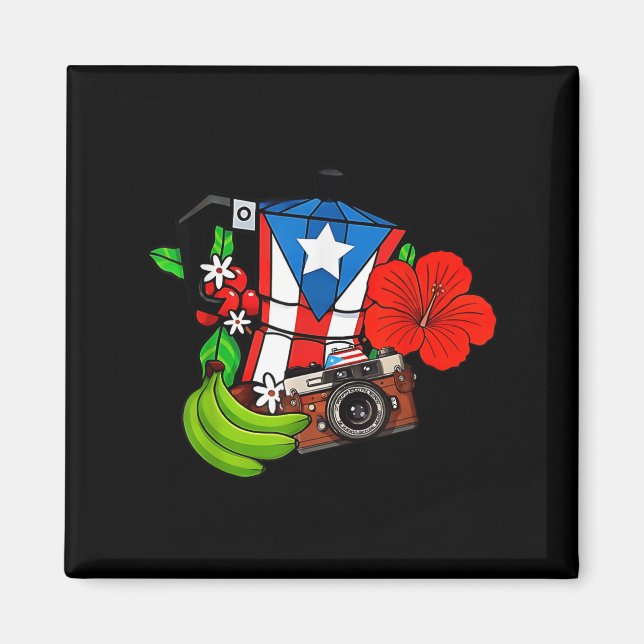 Puerto Rico Flag Floral Frog Boricua Women Hispani Magnet (Front)