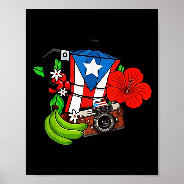 Puerto Rico Flag Floral Frog Boricua Women Hispani Poster (Front)