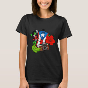Puerto Rico Flag Floral Frog Boricua Women Hispani T-Shirt