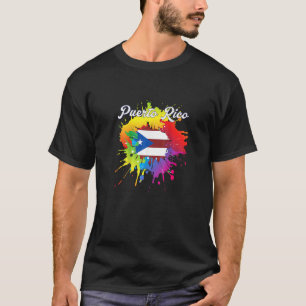 Puerto Rico flag Gay colourful splash T-Shirt