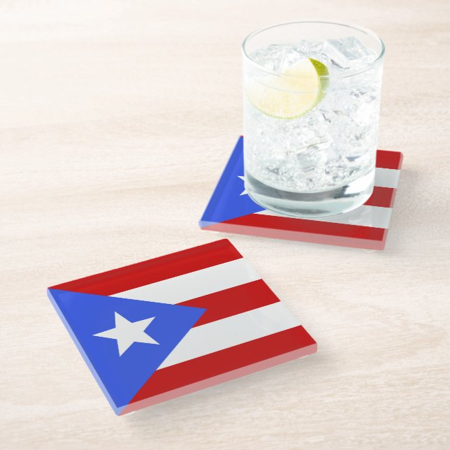 Puerto Rico flag Glass Coaster (Angled)