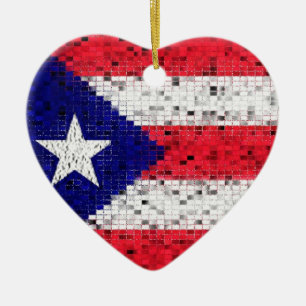 Puerto Rico Flag glitter ornament