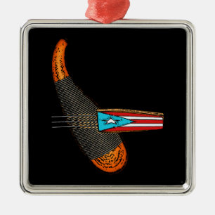 Puerto Rico Flag Guiro Metal Tree Decoration