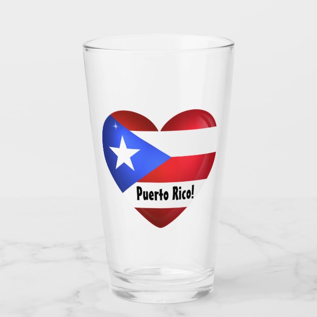 Puerto Rico Flag Heart Cutout Glass (Front)