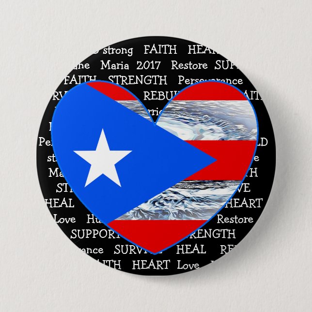 Puerto Rico Flag Hurricane Maria 2017 Button (Front)