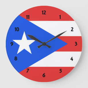 Puerto Rico Flag Large Clock