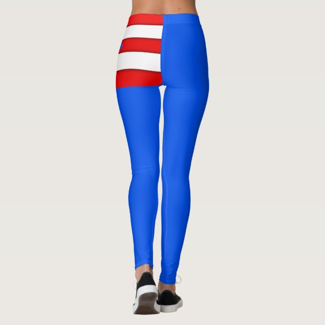 Puerto Rico Flag Leggings Red White Blue (Back)