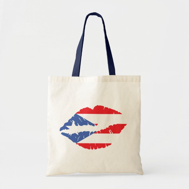 Puerto Rico Flag Lips Tote Bag (Front)