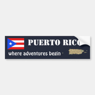 Puerto Rico Flag + Map Bumper Sticker