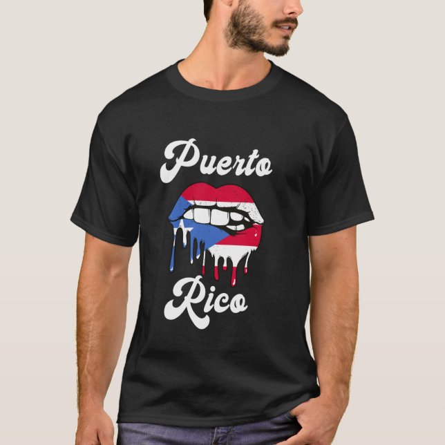 Puerto Rico Flag Melting Lips Puerto Rican Boricua T-Shirt (Front)