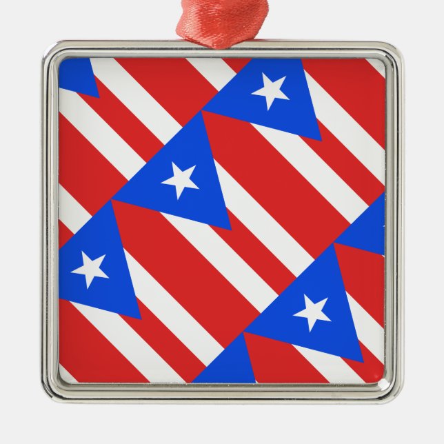 Puerto Rico Flag Metal Tree Decoration (Front)
