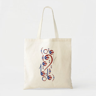 Puerto Rico Flag Musical Notes Tote Bag