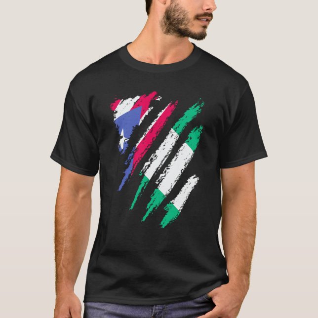 Puerto Rico Flag Nigeria Grown Patriot Country Str T-Shirt (Front)