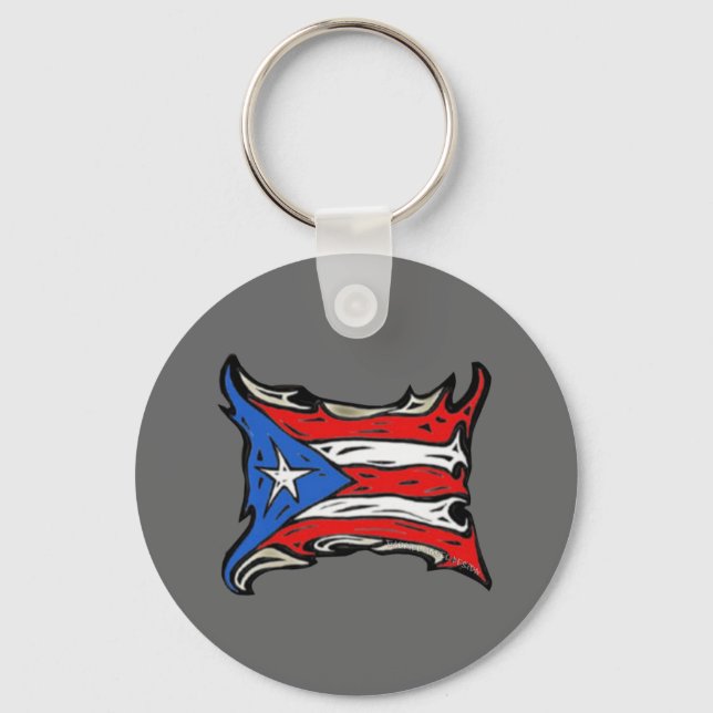 Puerto Rico Flag of Reggaeton Key Ring (Front)