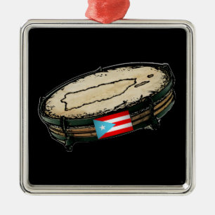 Puerto Rico Flag Pandera Metal Tree Decoration