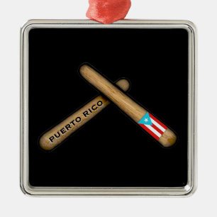 Puerto Rico Flag Percussion Sticks I Palitos  Metal Tree Decoration