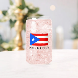 Puerto Rico flag personalised can shaped glass