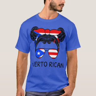 Puerto Rico Flag Puerto Rican Girl With Messy Buns T-Shirt