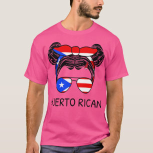 Puerto Rico Flag Puerto Rican Girl With Messy Buns T-Shirt