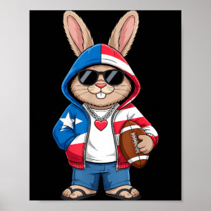 Puerto rico flag rabbit puerto rican bunny poster