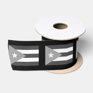Puerto Rico Flag Ribbon Black and White – Boricua Satin Ribbon