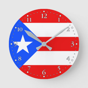 Puerto Rico Flag Round Clock