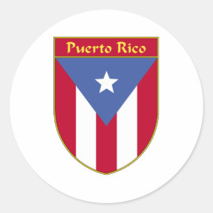 Puerto Rico Flag Shield Classic Round Sticker