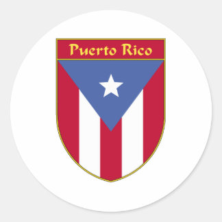 Puerto Rico Flag Shield Classic Round Sticker