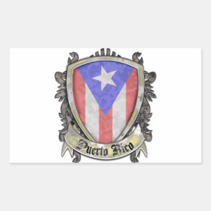 Puerto Rico Flag - Shield Crest Rectangular Sticker