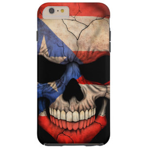 Puerto Rico Flag Skull on Black Tough iPhone 6 Plus Case