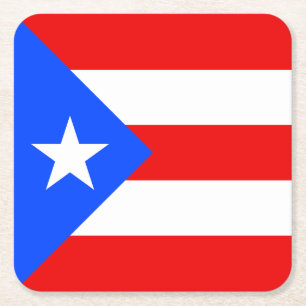 Puerto Rico Flag Square Paper Coaster