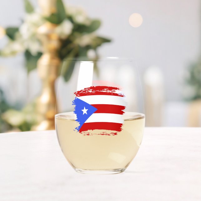 Puerto Rico flag Stemless Wine Glass (Insitu (Wedding))