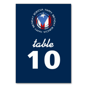 Puerto Rico : Flag Theme: Birthday Boricua Table Number