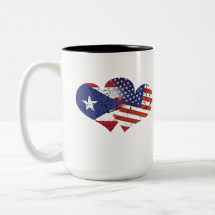 Puerto Rico Flag USA Flag Puerto Rican Two-Tone Coffee Mug