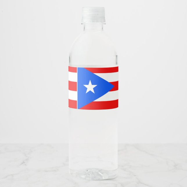 Puerto Rico Flag Water Bottle Label (Front)