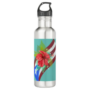 Puerto Rico flag with flor de maga  710 Ml Water Bottle