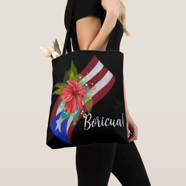 Puerto Rico flag with flor de maga boricua Tote Bag (Close Up)
