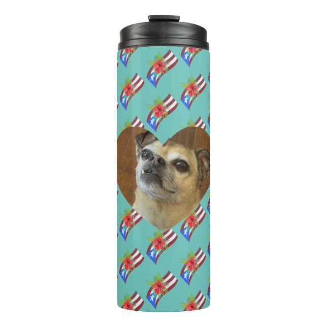 Puerto Rico flag with flor de maga  Thermal Tumbler (Front)