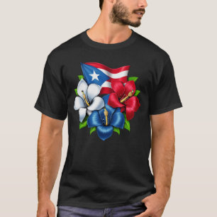 Puerto Rico Flowers Flag T-Shirt