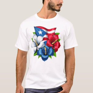 Puerto Rico Flowers Flag T-Shirt
